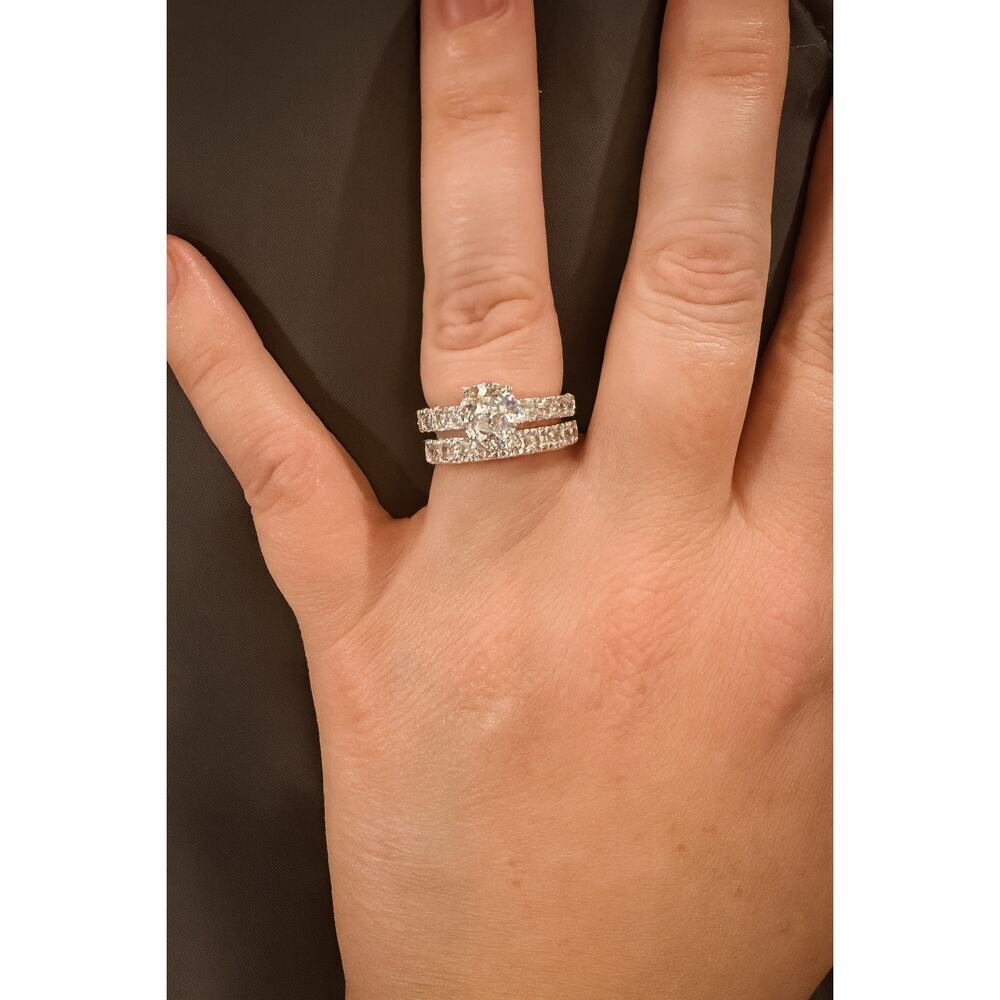 Charter Club Silver and White Crystal Ring Set - Picture 2 of 5